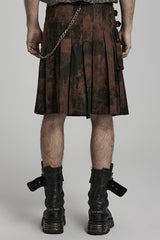 Plaid Print Gradient Stitching Adjustable Waist Men's Steampunk Skirt 2 Colors - Product - 11
