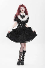 Black Multi-Layered Ruffle Buckle Straps Women's Gothic Skirt - Product - 10