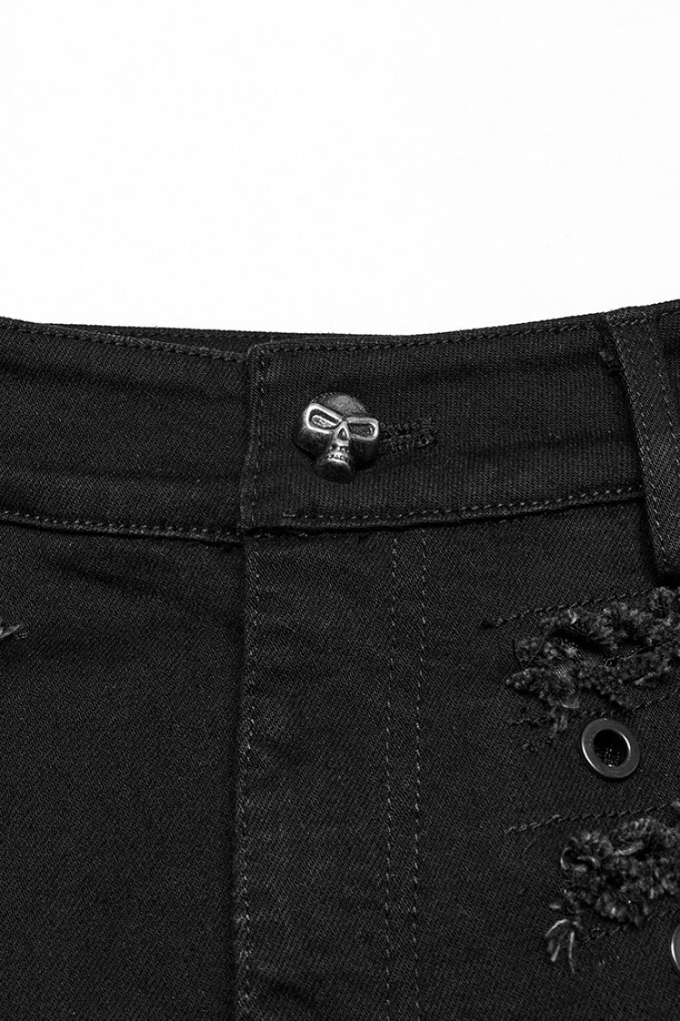 Black Stitching Mesh Distressed Women's Punk Shorts - Product - 8