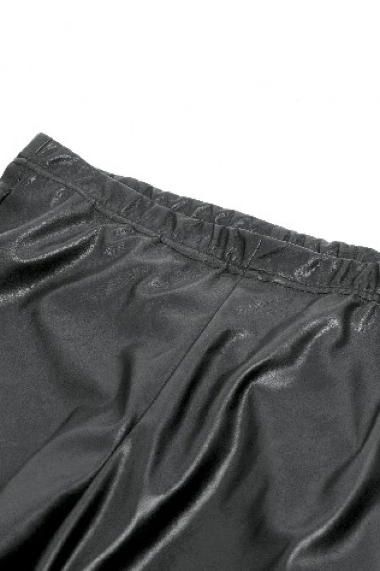 Black Cross Lace-Up PU Sheer Mesh Women's Gothic Punk Pants - Product - 11