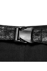 Black Faux Leather Cross Strap Design Metal Zipper Decoration High Waist Women's Punk Skirt - Product - 9