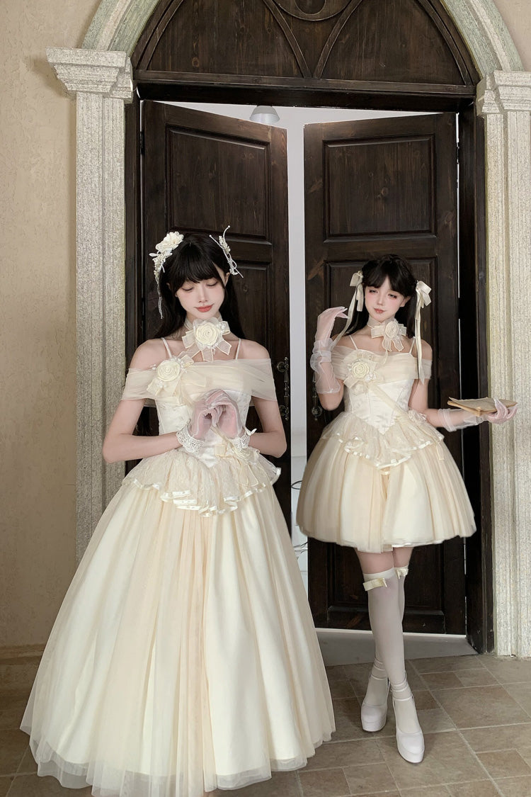 Beige [Sanglin’s Tribute] Off Shoulder Ruffled Sweet Lolita Dress - Product - 10