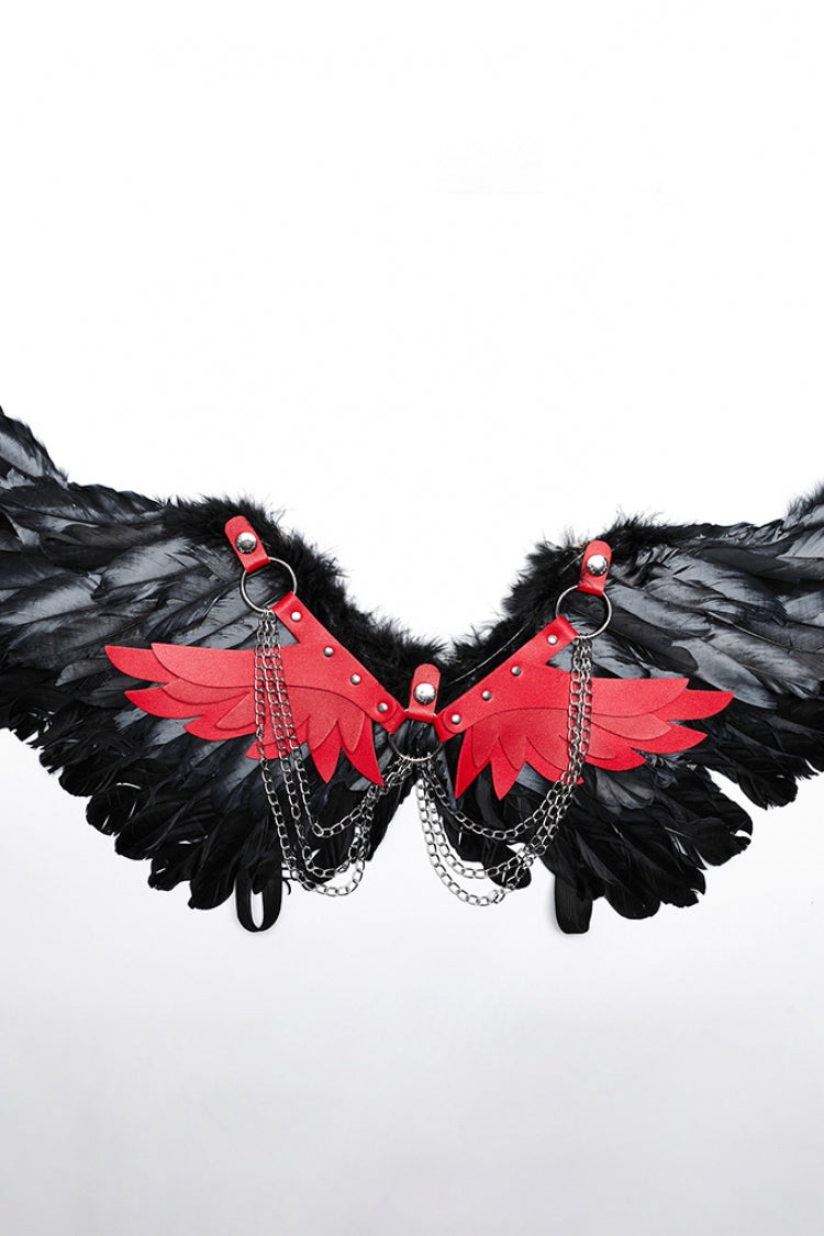 Artificial Leather Stitching Women's Steampunk Feather Wing Harness 2 Colors - Product - 13