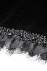 Black Lace Spliced Velvet Long Flared Sleeves Floral Feather Women's Gothic Cape - Product - 16