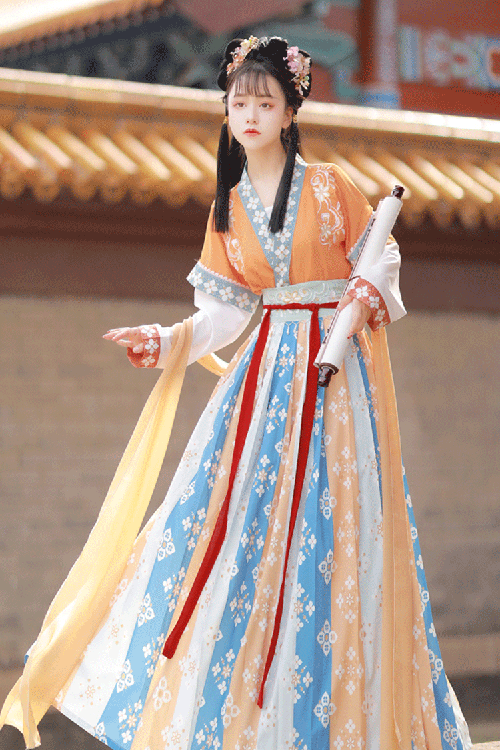 Ancient Tang Dynasty Embroidery Printing Sweet Hanfu Dress - Product - 4