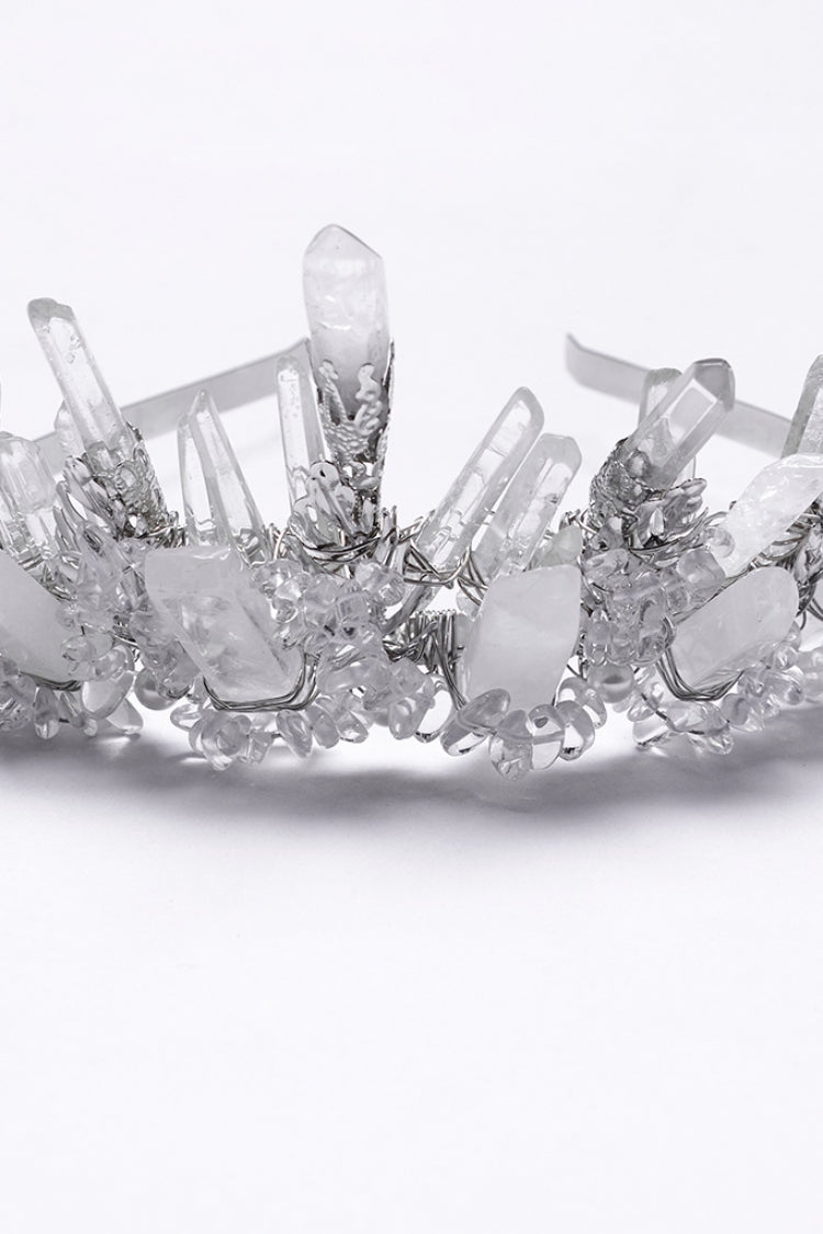 White Irregular Beaded Women's Gothic Crystal Headwear - Product - 5