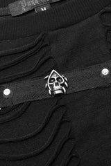 Black Round Collar Long Sleeves Double-Layered Ripped Men's Gothic Blouse - Product - 8