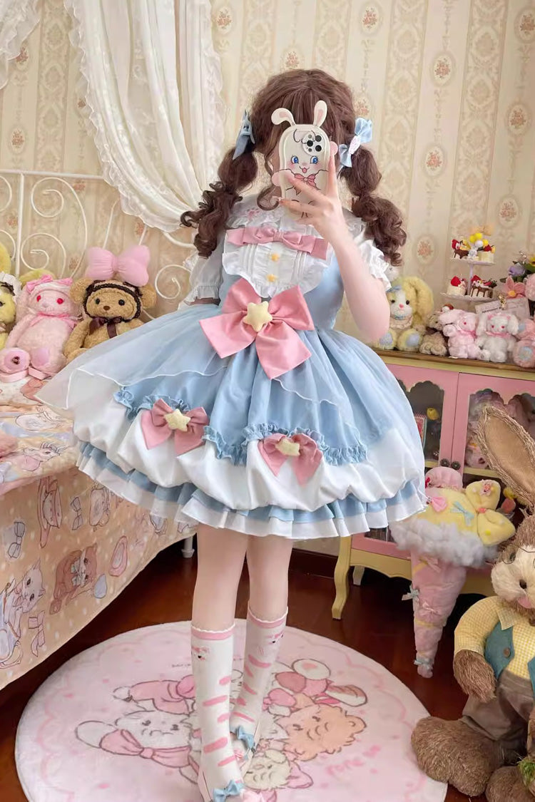 Little Wishing Star Ruffle Bowknot Bud Sweet Lolita Jsk Dress 5 Colors - Product - 6