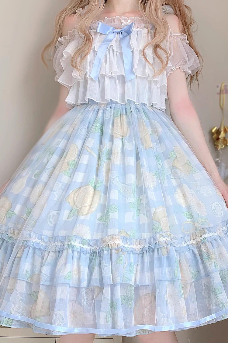 Blue Lemon Story Short Sleeves Print Ruffle Bowknot Sweet Lolita Jsk Dress - Product - 6