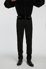 Black Embroidered Lace Buckled Men's Gothic Pants - Product - 6