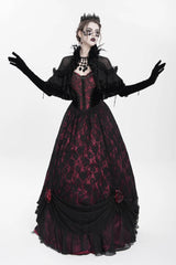 Red Jacquard Embroidery Floral Beaded Women's Gothic Long Slip Dress - Product - 12