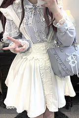[Dolls Only] Ruffle Bowknot Lace Lace-Up Sweet Jirai Kei Strap Dress 4 Colors - Product - 9