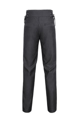 Black High Waisted Lace-Up Striped Men's Gothic Pants - Product - 8