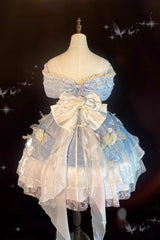 Blue Hanayome Cardigan Elegant Princess Sweet Lolita Strapless Dress - Product - 3