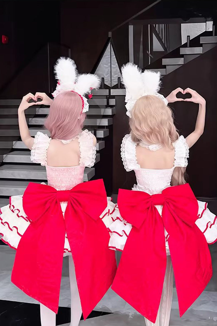 [Cupid Strawberry] Sleeveless Triple-Layered Ruffled Bow Princess Ballet Sweet Lolita Dress 2 Colors - Product - 6