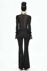 Black Cross Knit Lace Bell Gothic Womens Pants - Product - 8