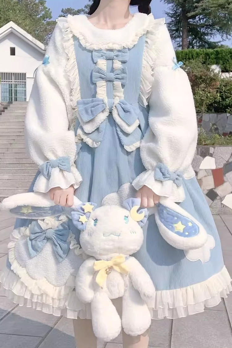 [Winter Clouds Clear Up] Long Sleeves Ruffle Bowknot Lace Sweet Lolita Dress 2 Colors - Product - 5