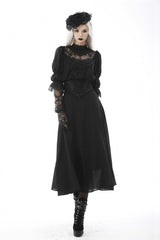 Black Ruffled Floral Embroidered Lace-Up Women's Gothic Corset - Product - 5