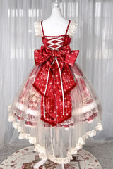 Red [Happy New Year] Printed Ruffled Bow Lace Classic Chinese Style Gorgeous Lolita Jsk Dress - Product - 15