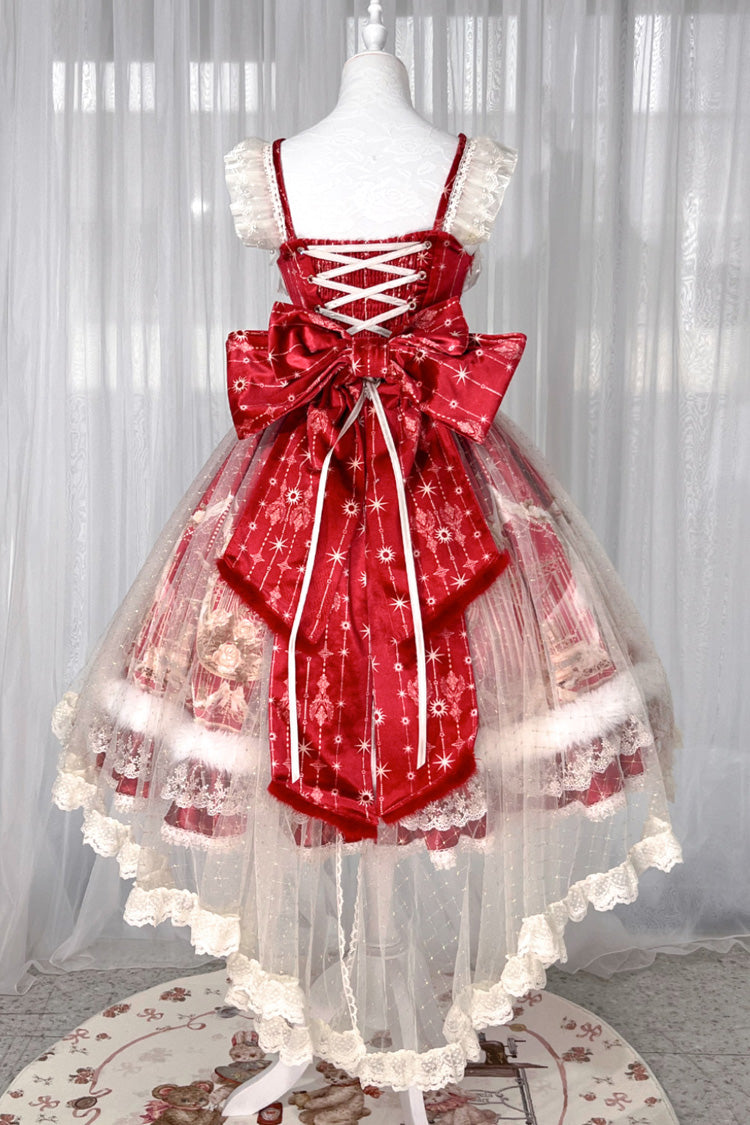 Red [Happy New Year] Printed Ruffled Bow Lace Classic Chinese Style Gorgeous Lolita Jsk Dress - Product - 15