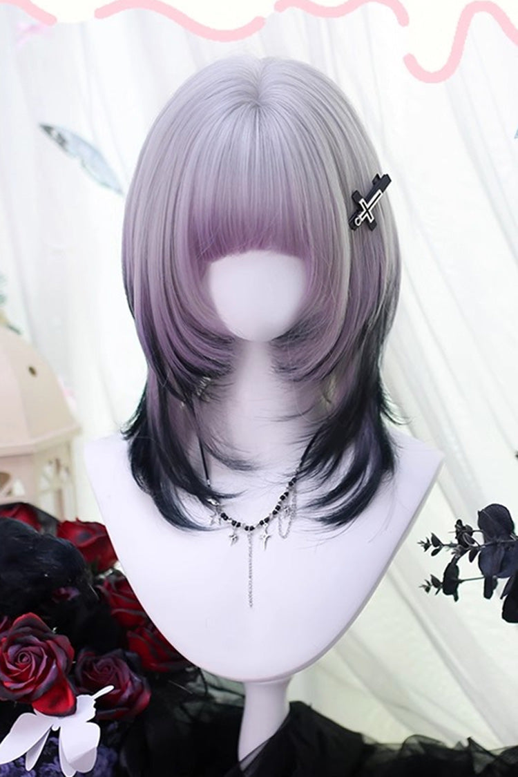 Purple Gradient Air Bangs Bob Sweet Lolita Short Wig - Product - 3
