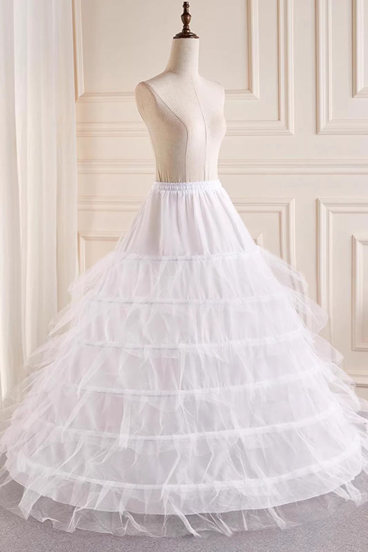White Multi-Layered Hanayome Fishbone Sweet Lolita Long Petticoat - White(Version-1) - 1