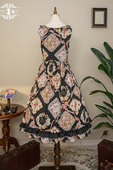 Cat Rose Tea Sleeveless Print Ruffle Bowknot Sweet Lolita Jumper Dress 3 Colors - Product - 20