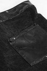 Black Fringe Patent Leather Spliced Punk Leggings Womens Pants - Product - 6