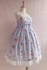 Strawberry Fruit Dessert Print Ruffle Bowknot Lace Sweet Lolita Jsk Dress 5 Colors - Product - 5