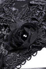 Black Floral Jacquard Lace-Up Women's Gothic Overbust Corset - Product - 12
