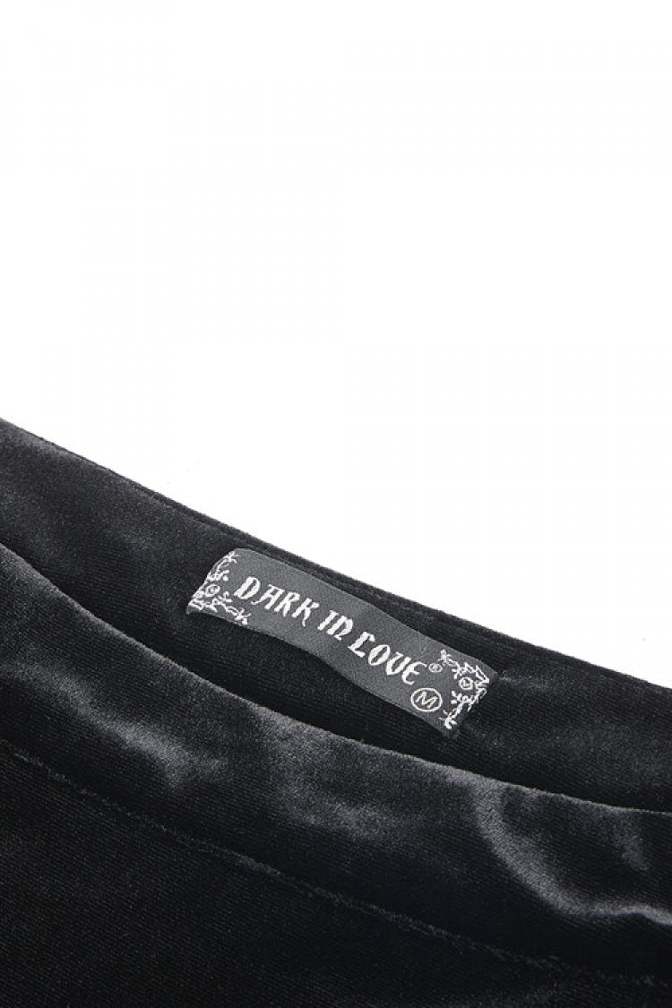 Black Velour Lace Spliced Women's Gothic Mermaid Maxi Skirt - Product - 13