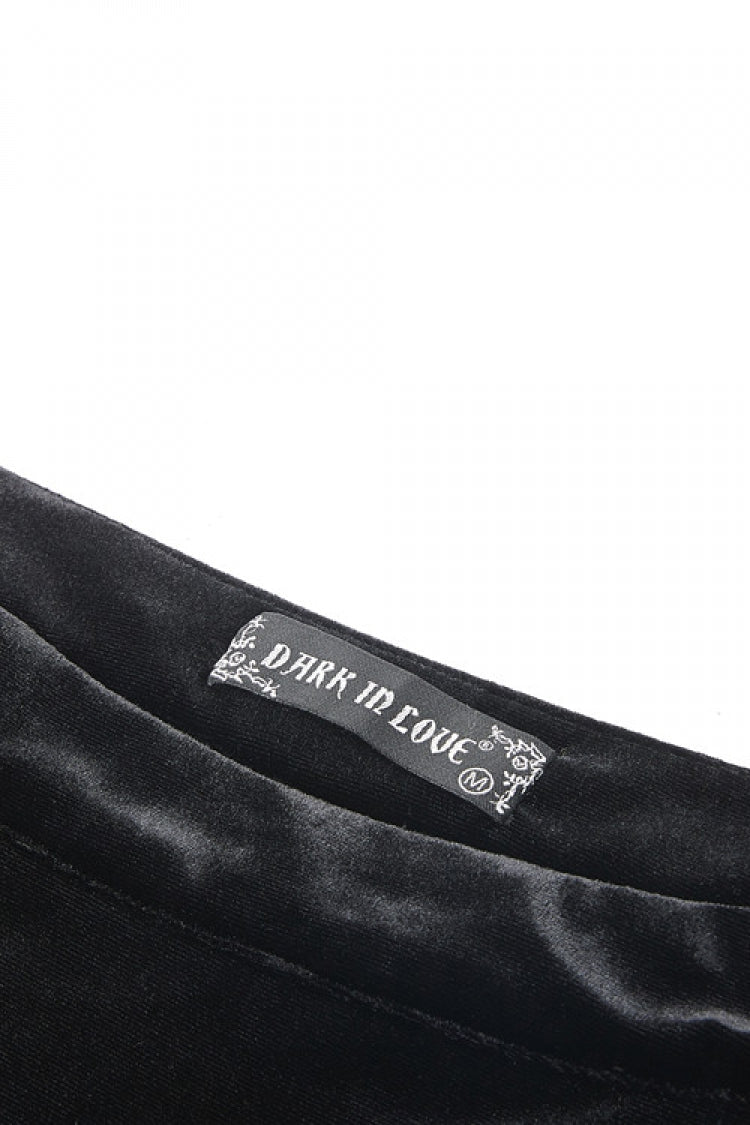 Black Velour Lace Spliced Women's Gothic Mermaid Maxi Skirt - Product - 13