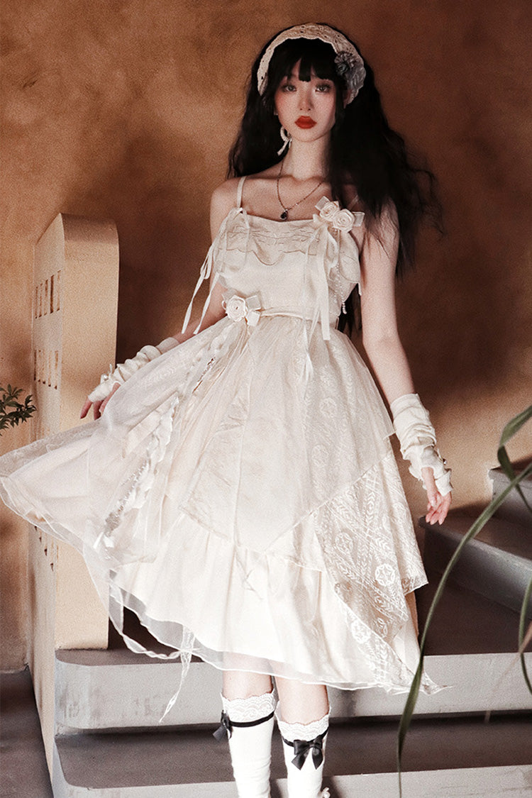 Champagne Ruffle Bowknot Sweet Elegant Princess Lolita Jsk Dress - Product - 3