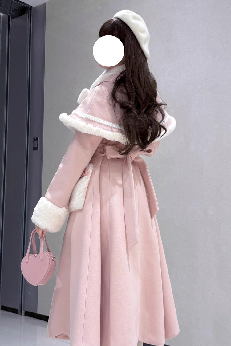 [Confession Poem] Bowknot Detachable Cape Sweet Elegant Princess Lolita Long Coat - Product - 2