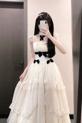 Ivory Free Verse Poetry Ruffle Bowknot Sweet Elegant Princess Lolita Tiered Dress - Product - 6