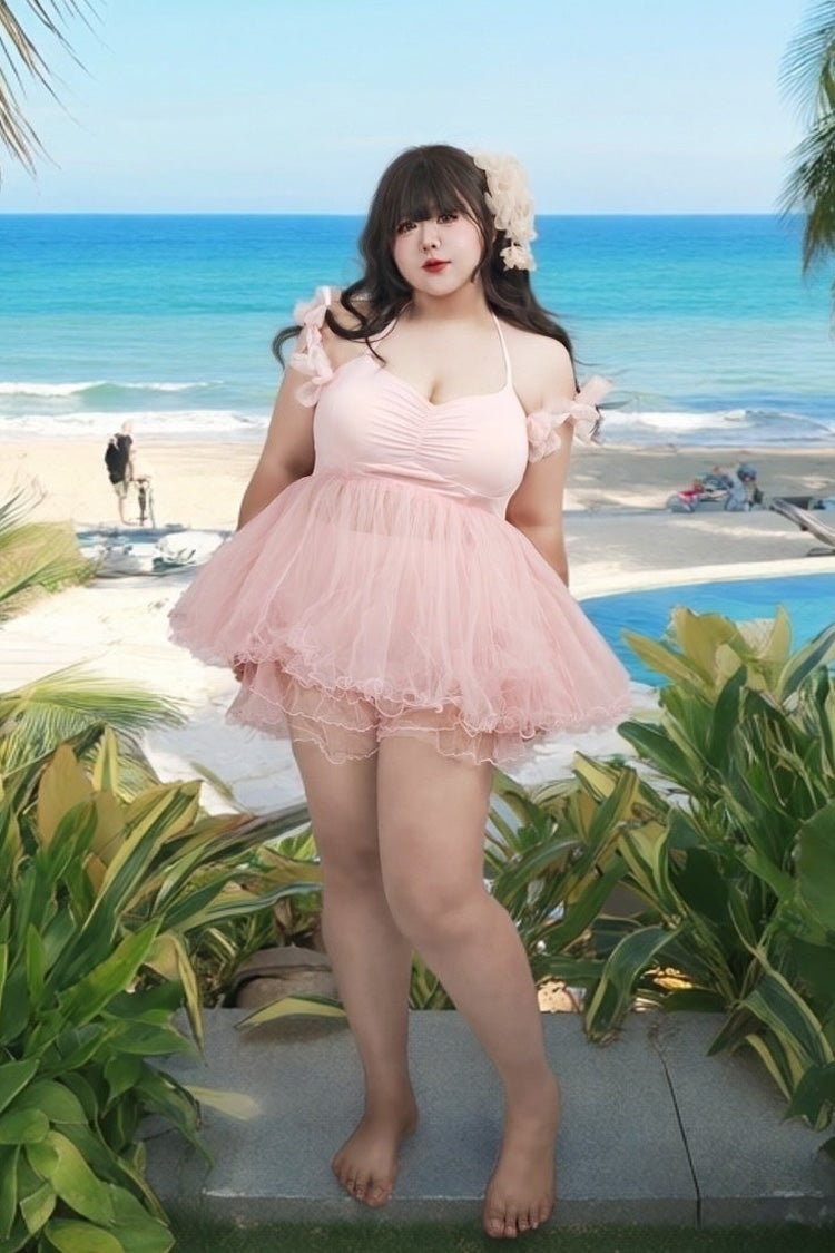 Pink Sleeveless Bow Lace Sweet Lolita Two-piece Swimsuit - Product - 8