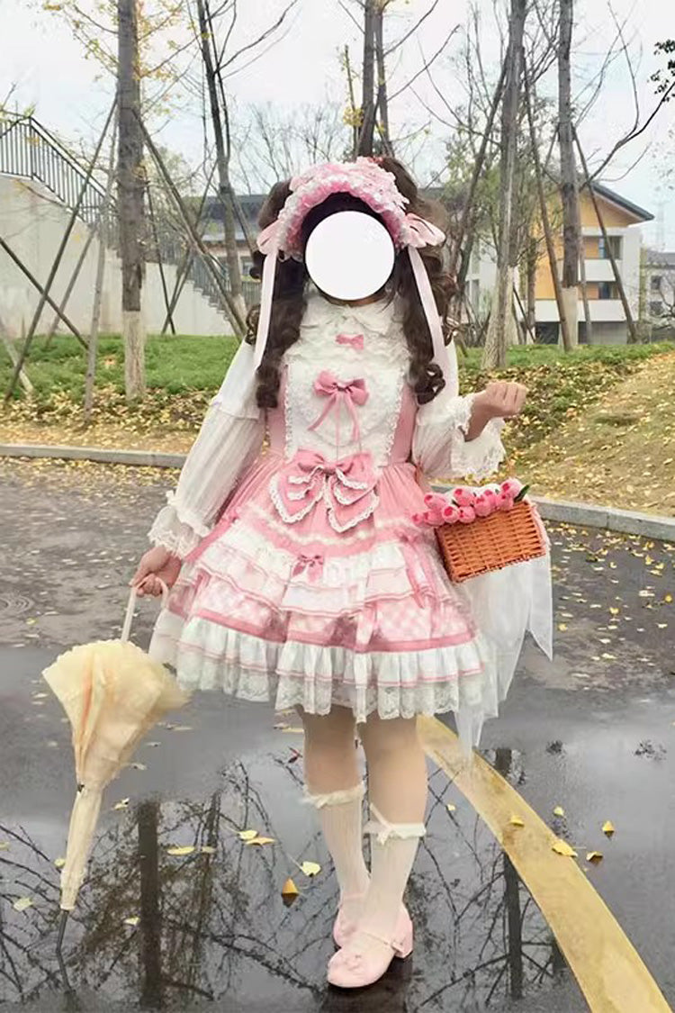 [Beating Heart] Sleeveless Print Ruffle Bowknot Lace Sweet Lolita Dress 3 Colors - Product - 10