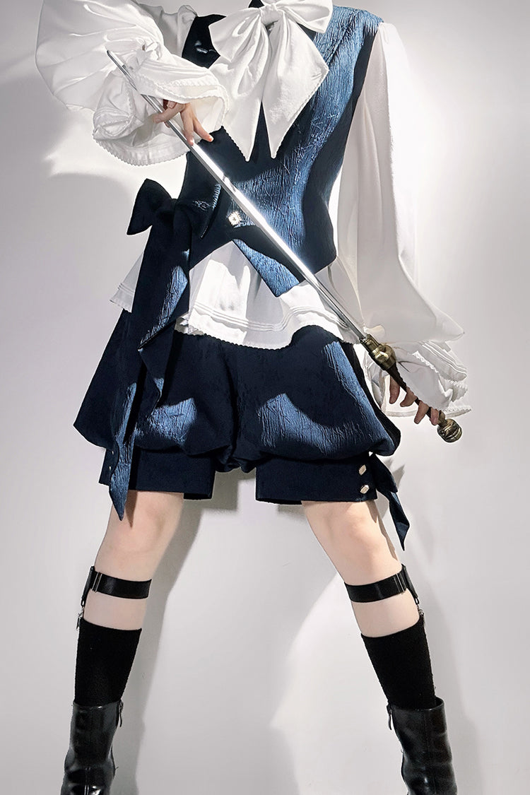 Blue [Rabbit Hunt] Bowknot Vintage Prince Ouji Lolita Vest - Blue - 1