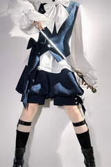Blue [Rabbit Hunt] Bowknot Vintage Prince Ouji Lolita Vest - Blue - 1