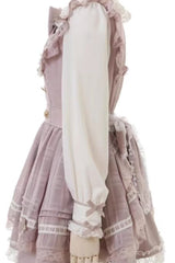 Jirai Kei Long Sleeves Print Ruffle Bowknot Lace-Up Dress 3 Colors - Product - 6