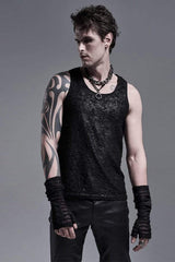 Black Ripped Men's Gothic Long Gloves - Product - 3