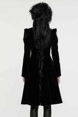 Black Long Puff Sleeves Floral Embroidery Women's Gothic Coat - Product - 3