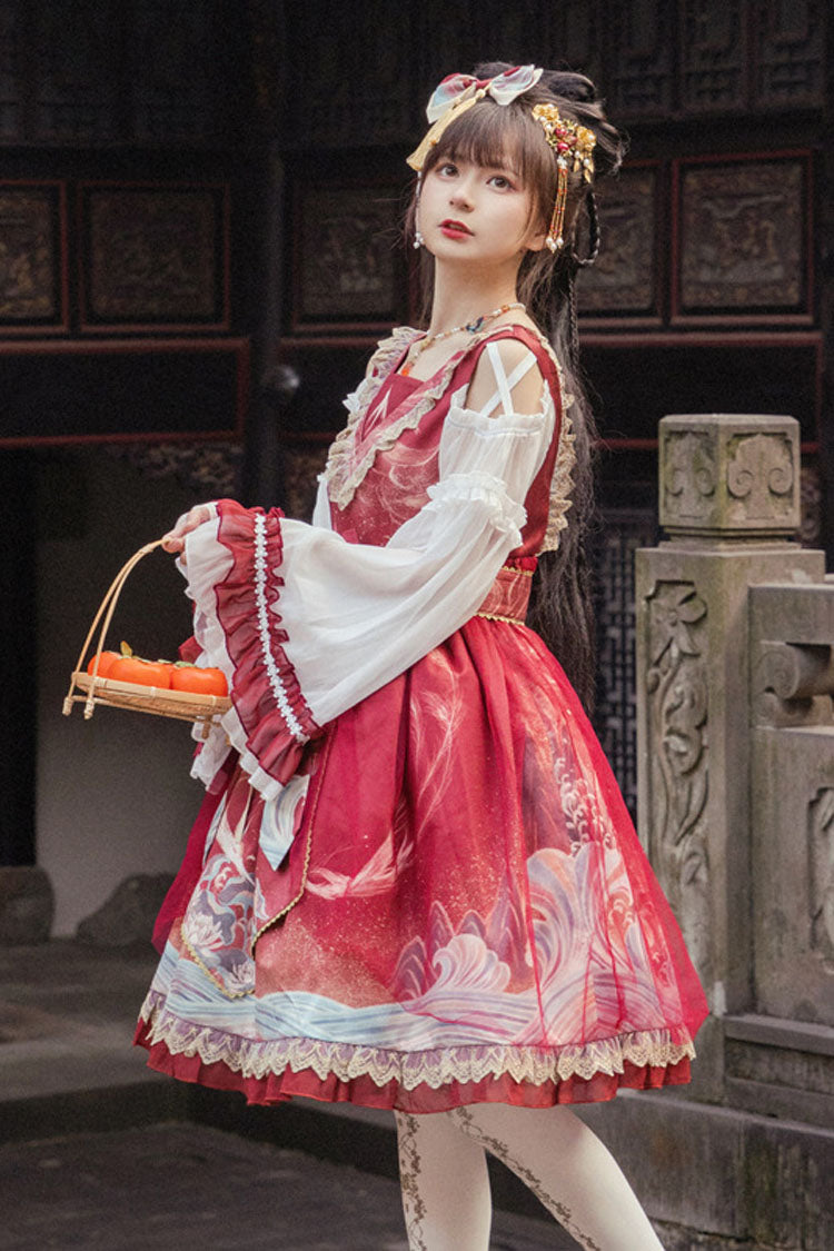 Chinese Style Hime Sleeves Ruffled Classic Lolita Op Dress - Product - 2