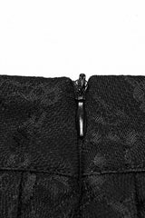 Black Stitching Lace Women's Punk Pleated Skirt with Chain - Product - 8