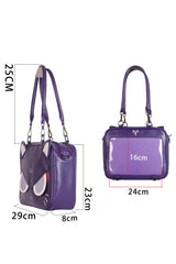 Purple Cartoon Cat Sweet Lolita Convertible Backpack/Crossbody Ita Bag - Product - 3