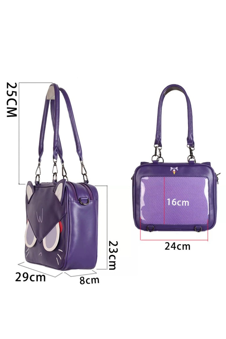 Purple Cartoon Cat Sweet Lolita Convertible Backpack/Crossbody Ita Bag - Product - 3