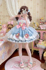 Little Wishing Star Ruffle Bowknot Bud Sweet Lolita Jsk Dress 5 Colors - Product - 9