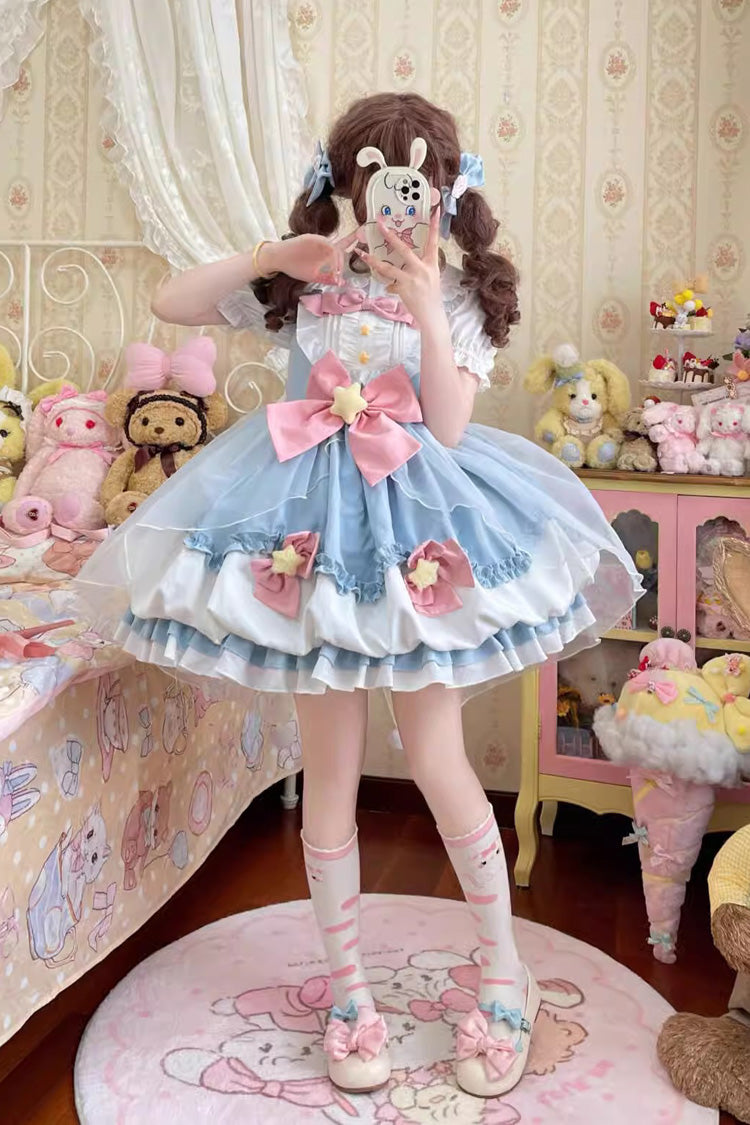 Little Wishing Star Ruffle Bowknot Bud Sweet Lolita Jsk Dress 5 Colors - Product - 9