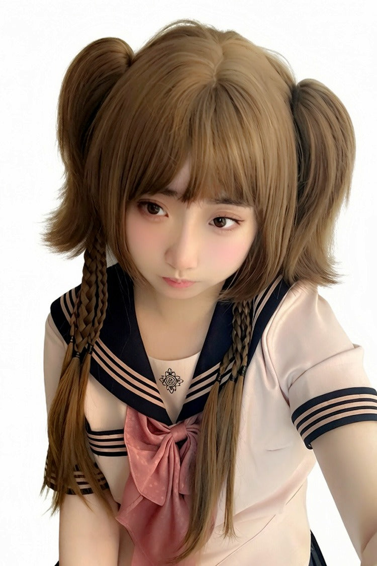 Milk Tea Brown Sweet Lolita Twin Ponytails Wig Set - Product - 2