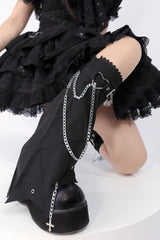 Covenant Cross Irregular Chain Gothic Lolita Leg Warmers 2 Colors - Product - 3